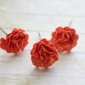 Bright Orange Rose Flower Hair Pins