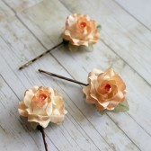 Peach Rose Flower Hair Pins
