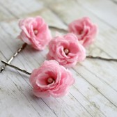 True Pink Flower Hair Pins