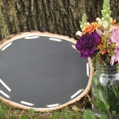 Rustic Wood Slice Chalkboard with Ribbon