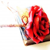 Wedding Guest Book Pen Silk Flower Pen Rustic Wedding Pens Floral Rose Red Country Shabby Chic Wedding Theme