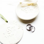 Monogram Personalized Wedding Ring Holder Monogrammed Ornament Ring Bearer Bowl Dish Plate Unique Wedding Gift Combo Set