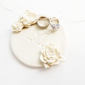 Wedding Ring Holder Pillow Alternative Monogrammed Personalized Plate Bowl Dish Ornament White