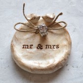Wedding ring dish ... ring bearer bowl, handmade polymer clay lovebird dish ... mr, mrs