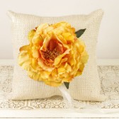 Rustic Fall Ring Bearer Pillow with Yellow Flower