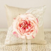 Rustic Ring Bearer Pillow with Pink English Garden Rose