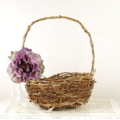 Rustic Flower Girl Basket with Purple Peony