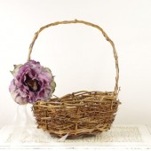 Rustic Flower Girl Basket with Purple Peony