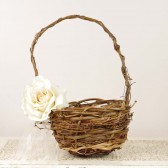 Ivory Rose Flower Gir Basket