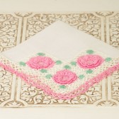 Vintage Hankerchief with Pink Crochet Details
