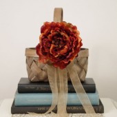 Rustic Fall Flower Girl Basket with Burnt Orange Flower