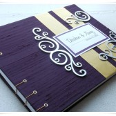 Eggplant Dupioni Silk Wedding Guest Book