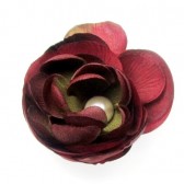 Magnetic Red Crinkled Silk Flower Shoe Clips