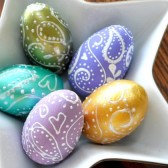 Paisley Painted Wooden Egg Centerpieces or Favors