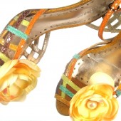 Magnetic Crinkled Silk Butter Yellow Flower Shoe Clips