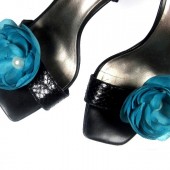 Magnetic Turquoise Blue Silk Flower Shoe Clips