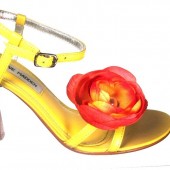 Magnetic Crinkled Silk Sunset Orange Flower Shoe Clips
