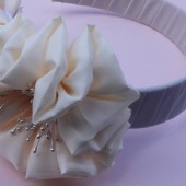 Rose - twin peach color flower hairband