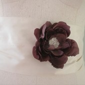 Silk flower brooch with alencon lace center