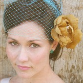 Josephine II- double gold silk flower fascinator with birdcage veil