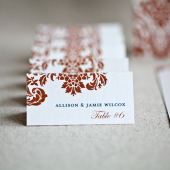 copper & teal wedding escort cards
