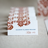 copper & teal wedding escort cards