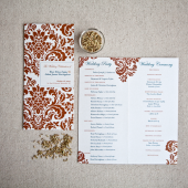 copper & teal wedding programs
