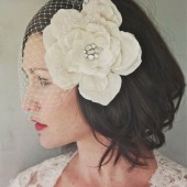 Monique - handmade silk flower with vintage brooch center