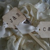 silk ribbon monogram cupcake topper