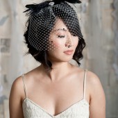 black and white birdcage veil by Tessa Kim