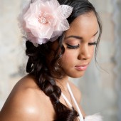 Double blush fascinator by Tessa Kim