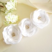 Soft white satin flower sash