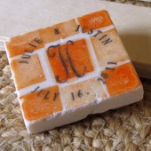 Orange Mosaic Monogram Wedding Favors