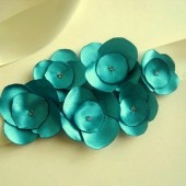 Teal flowers sash