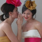 Simple Ivory birdcage veil with golden Stella silk flower