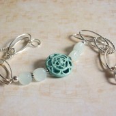 Dawn Agate, Enameled Metal and Silver Bracelet 