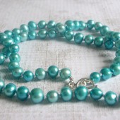Enrich Teal Freshwater Pearl and Sterling Silver Necklace