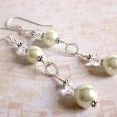 Hypnotic Glass Pearl, Swarovski Crystal and Sterling Silver Earrings