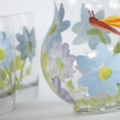 Blue floral pitcher with a dragonfly - Newlywed gift