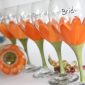 Pure orange gerbera daist bridal party wine glasses - Top rack dishwasher safe