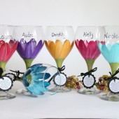 Rainbow bridesmaid hand painted wine glasses - Top rack dishwasher safe