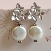 Purity Freshwater Coin Pearl and Sterling Silver Earrings