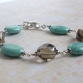 Wander Smoky Quartz, Turquoise and Sterling Silver Bracelet