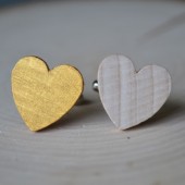 wooden golden heart cufflinks