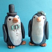 Penguins in Love Cake Topper