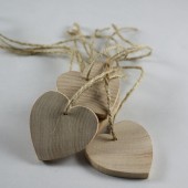Unfinished wooden heart tags