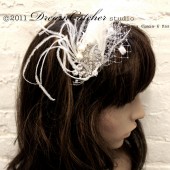 Dramatic Princess Bride White Feather and Crystal headband, fascinator