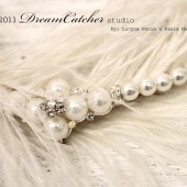 Bella Marie Headband Ostrich Feather and Pearl with Crystals, Romantic, Bridal, Flapper Piece