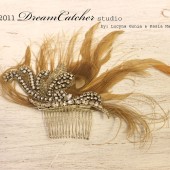 Mirabella Swarovski Wave Comb with Blonde bleached peacock feather, fascinator, Bridal headpiece, glamour girls must