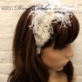 Carissa White Feather and Crystal headband, fascinator